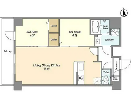 コンフォリア西尾久(2LDK/9階)の間取り写真
