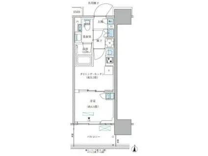 パークアクシス西大島コンフォートスクエア(1DK/6階)の間取り写真