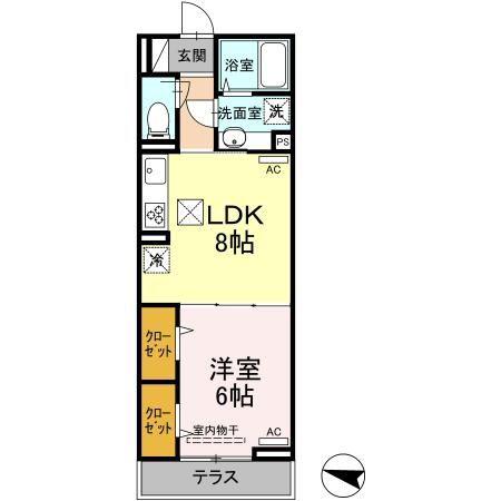 エクセリア上鷺宮II(1LDK/1階)の間取り写真