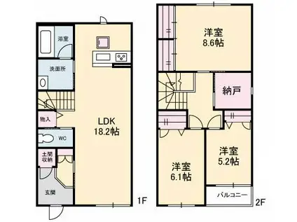 リシェス(3LDK/1階)の間取り写真