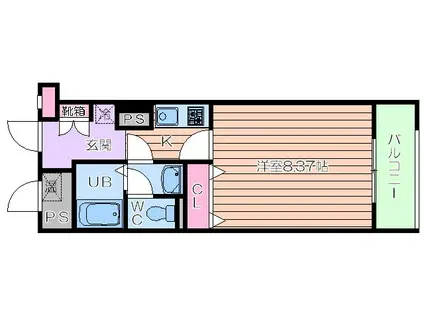 メゾンドヴィレ大阪城公園前(1K/18階)の間取り写真
