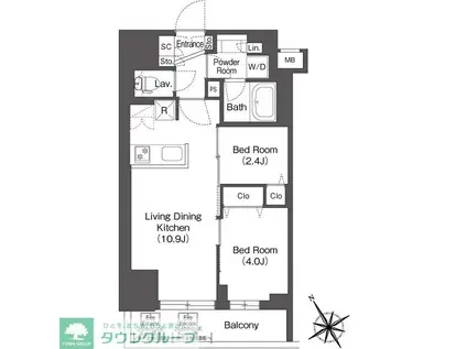 BLUROCK後楽園(2LDK/13階)の間取り写真