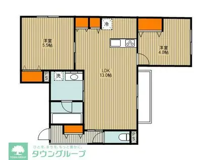 国分南1丁目メゾン(2LDK/2階)の間取り写真
