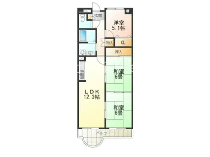 太陽ハイツ(3LDK/4階)の間取り写真