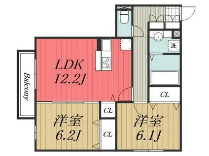 ロマージュさくら(2LDK/3階)の間取り写真