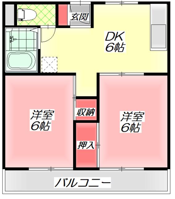 澤仁ハイツ(2DK/3階)の間取り写真