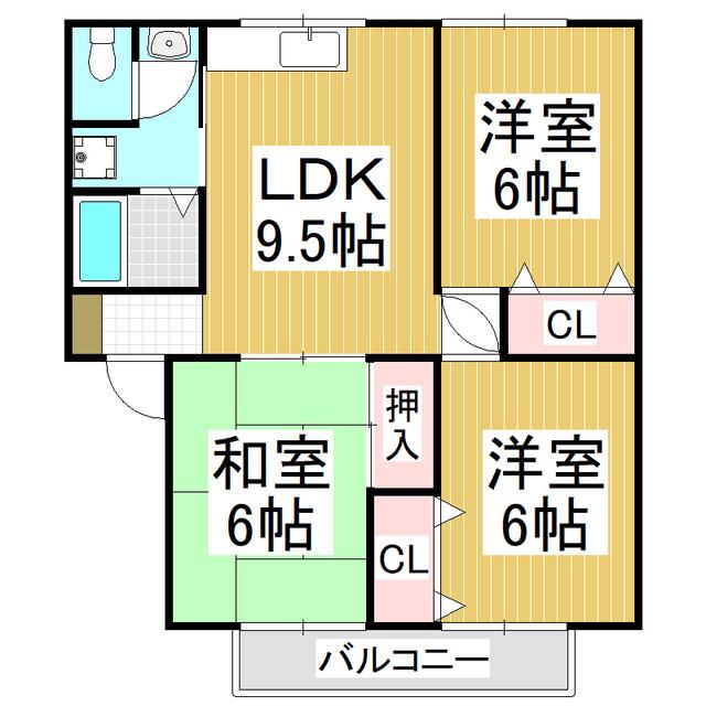 ハイツかわばた(3DK/2階)の間取り写真