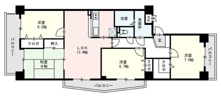 ドームサイト今川(4LDK/6階)の間取り写真
