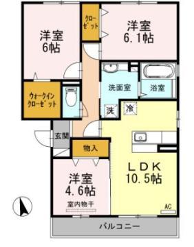 カーサドマーニ(3LDK/3階)の間取り写真