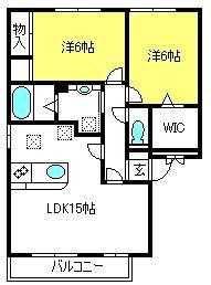 ウィスタリアC棟(2LDK/3階)の間取り写真