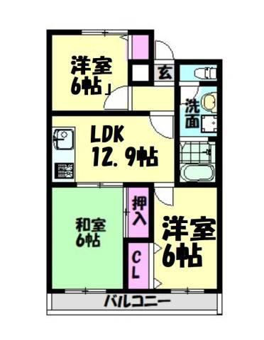 ソシア加茂(3DK/3階)の間取り写真
