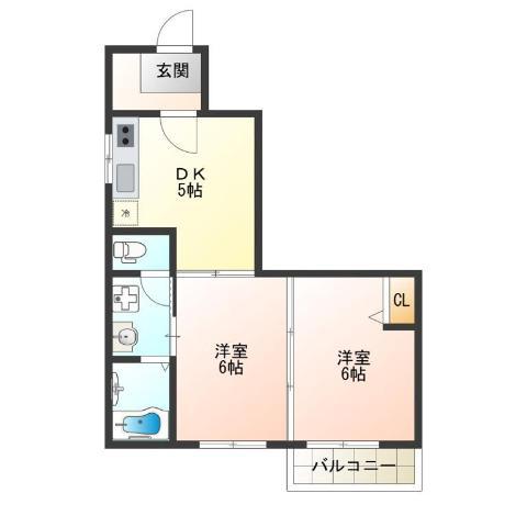 ルタン千本北(2DK/3階)の間取り写真
