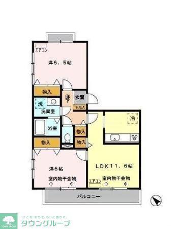 グリーンヒルズ(2LDK/2階)の間取り写真