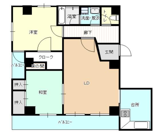 アークヒルズ横浜蒔田(2LDK/6階)の間取り写真