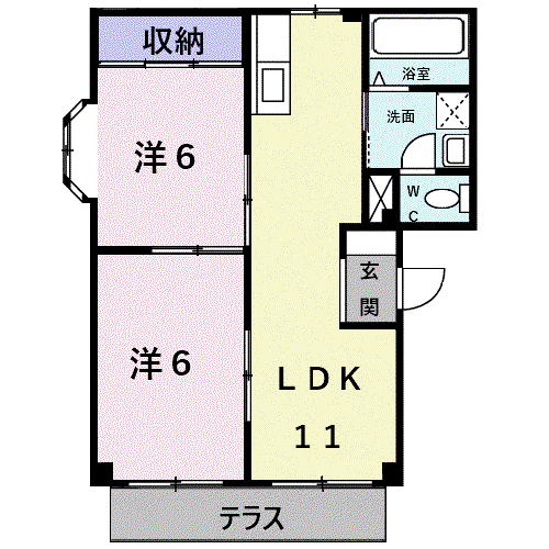 サンコーポB(2LDK/1階)の間取り写真