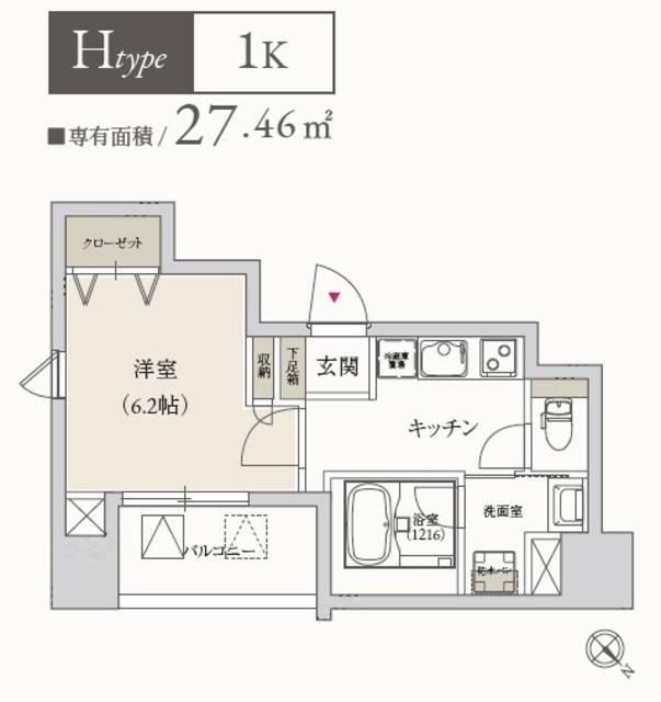 プライマル月島(1K/7階)の間取り写真