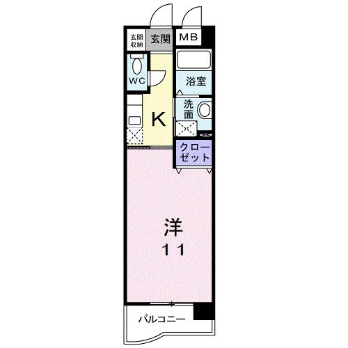 ヴィラグレイスII(1K/4階)の間取り写真