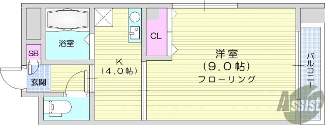 ひるとっぷ台原(1K/2階)の間取り写真