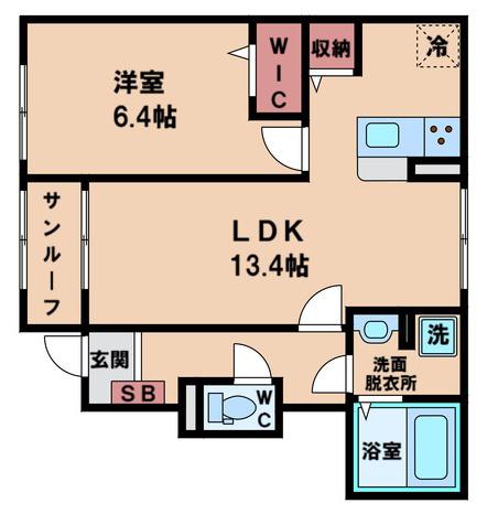 シャルマン照ヶ丘(1LDK/1階)の間取り写真