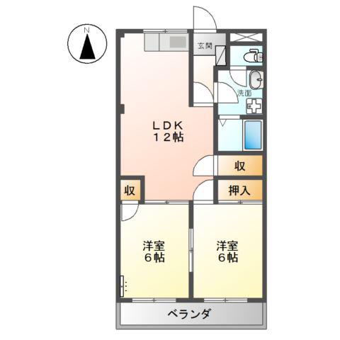 アビタシオン(2LDK/2階)の間取り写真