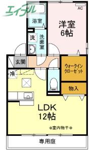 ルミエールA棟(1LDK/1階)の間取り写真