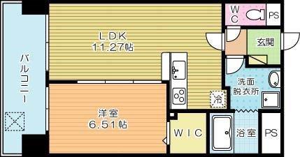 CENTER MARK三萩野(1LDK/5階)の間取り写真