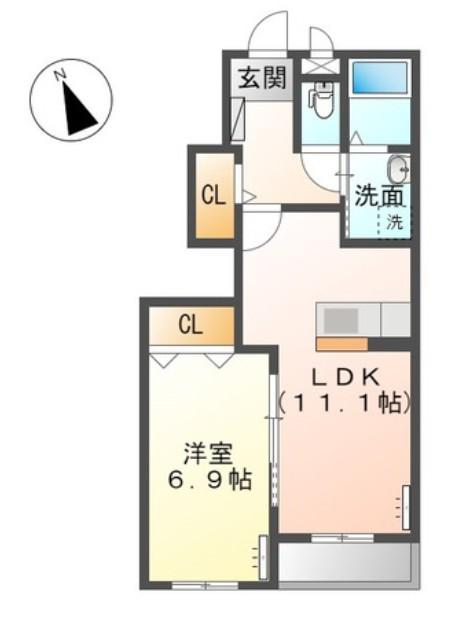 カノープス(1LDK/1階)の間取り写真