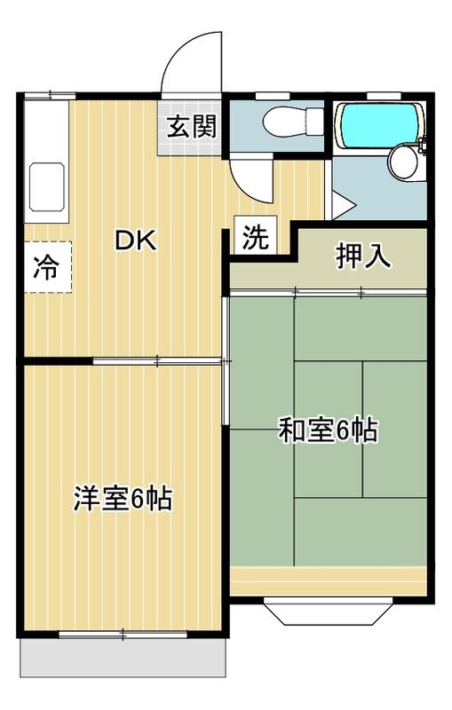 ホワイトハイム高尾(2DK/1階)の間取り写真