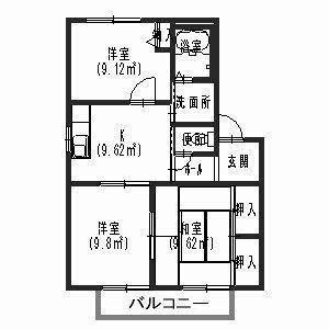 カサベラ東羽衣(3K/2階)の間取り写真