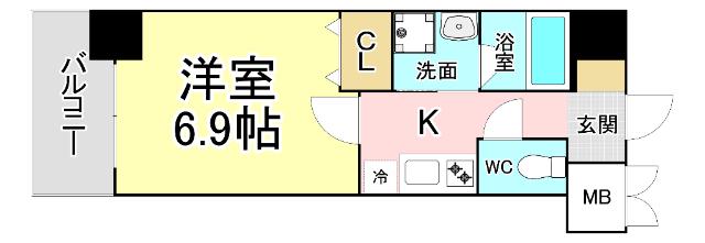RITA-I(1K/6階)の間取り写真