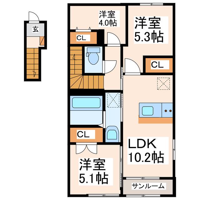 アメニティ Mー1(3LDK/2階)の間取り写真