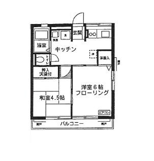 シティハイム ハイムイサム(2K/2階)の間取り写真