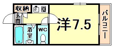 NIビル(1K/2階)の間取り写真