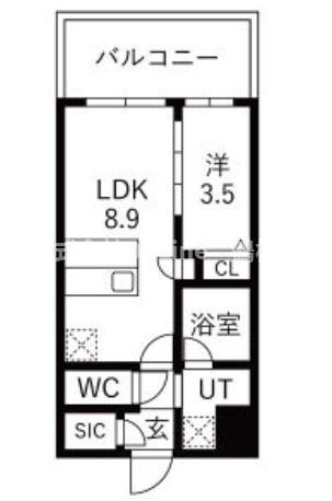 スプランディッド玉造(1LDK/3階)の間取り写真