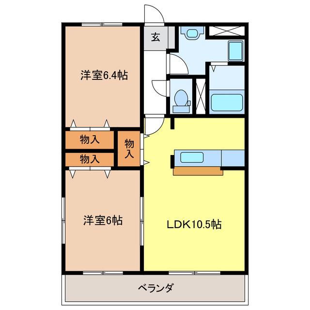 VILLA長良(2LDK/1階)の間取り写真