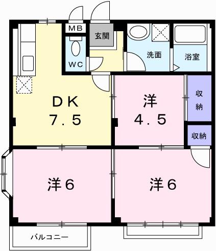 エルディム垣内(3DK/2階)の間取り写真