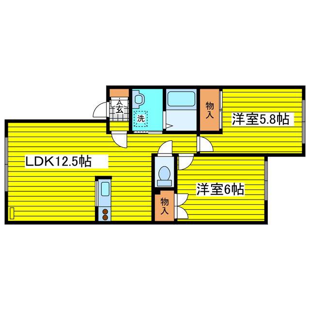 アドバンテージ元町(2LDK/1階)の間取り写真