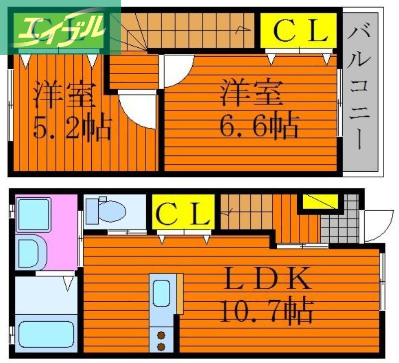 CASA UN.FLEUR(2LDK/1階)の間取り写真