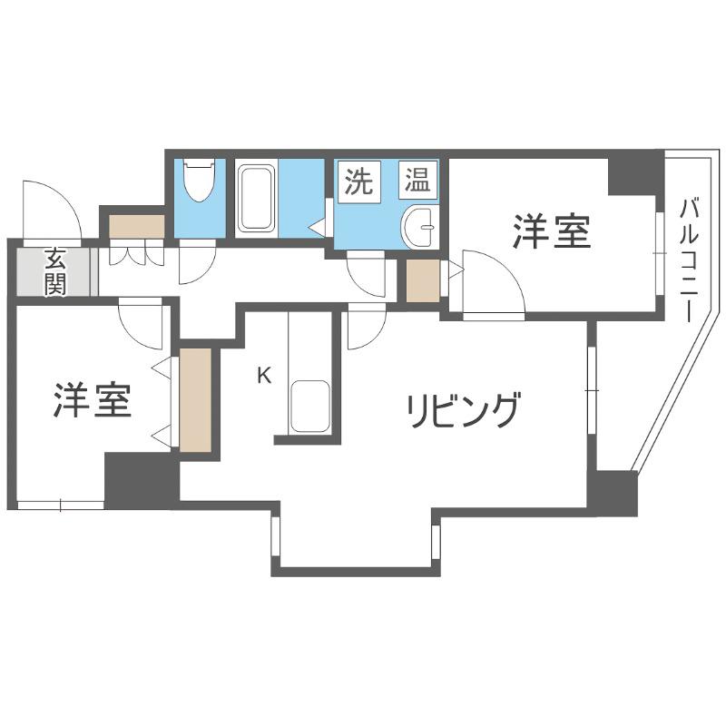ヴィラ福住(2LDK/5階)の間取り写真