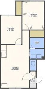 テムデック上篠路(2LDK/2階)の間取り写真
