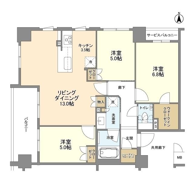 ブランズ京都御所西(3LDK/2階)の間取り写真