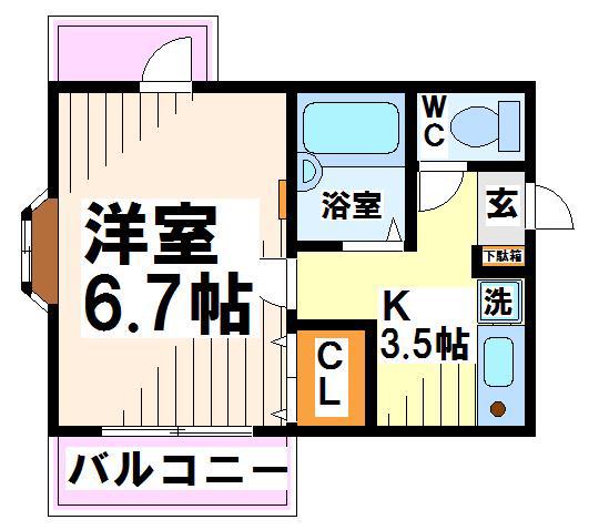 アベニュートミタ(1K/2階)の間取り写真