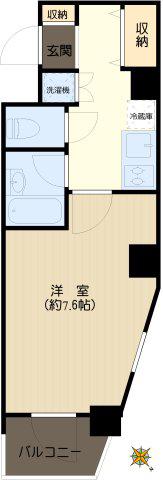 ミリオンガーデン小石川(1K/4階)の間取り写真