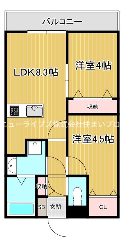 エイシイテイ池田本町(2LDK/3階)の間取り写真