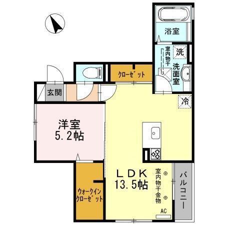 グランヒルズ(1LDK/1階)の間取り写真