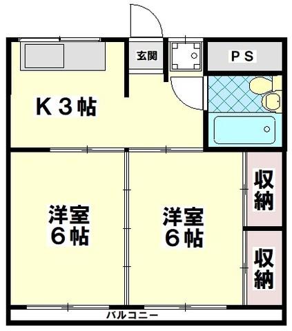 松ビル(2DK/4階)の間取り写真