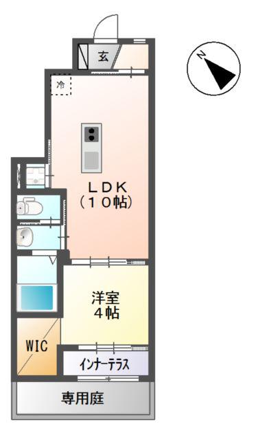 フィールリバーヒルズIV(1LDK/1階)の間取り写真
