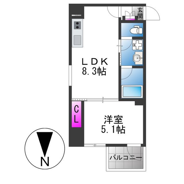 グランスイート(1LDK/4階)の間取り写真