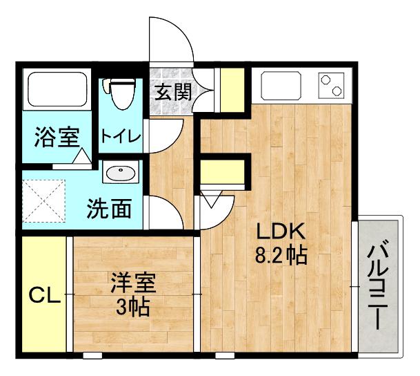 ダイバーシティ本荘(1LDK/1階)の間取り写真