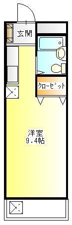 セイワハイツ(ワンルーム/1階)の間取り写真